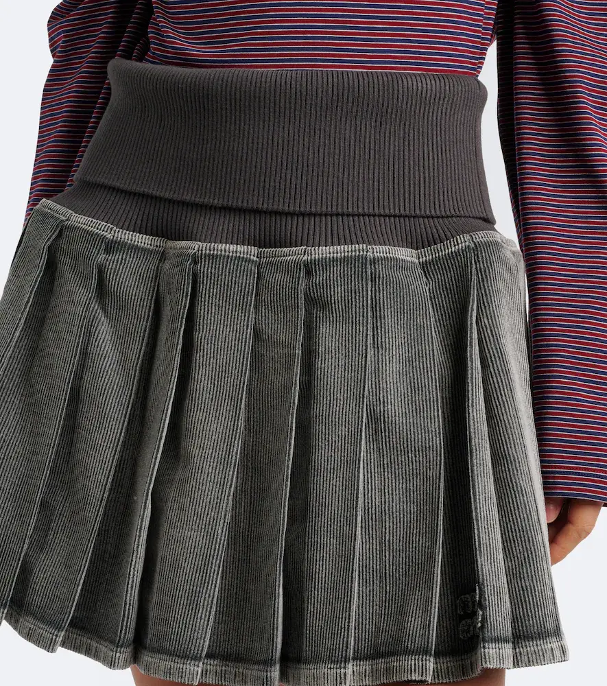 Miu Miu Pleated cotton-blend miniskirt | Thumbnail 3 Miu Miu Pleated cotton-blend miniskirt | Thumbnail 3