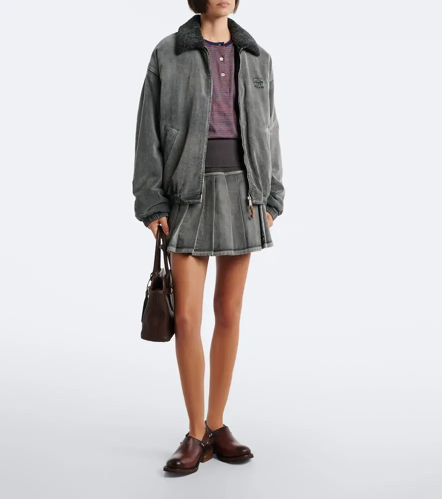 Miu Miu Pleated cotton-blend miniskirt | Thumbnail 4 Miu Miu Pleated cotton-blend miniskirt | Thumbnail 4