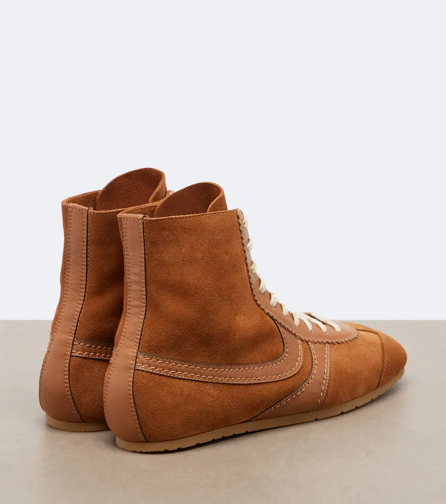 Dries Van Noten Leather-trimmed suede high-top sneakers | Thumbnail 2 Dries Van Noten Leather-trimmed suede high-top sneakers | Thumbnail 2