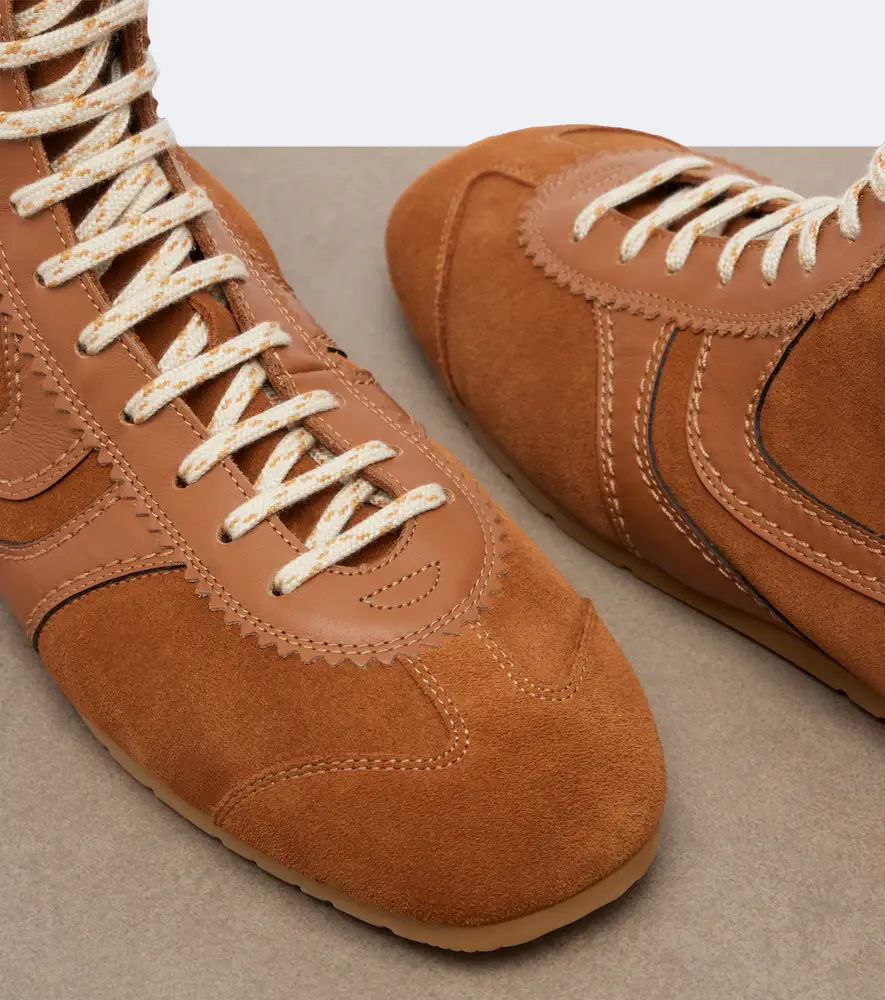 Dries Van Noten Leather-trimmed suede high-top sneakers | Thumbnail 3 Dries Van Noten Leather-trimmed suede high-top sneakers | Thumbnail 3