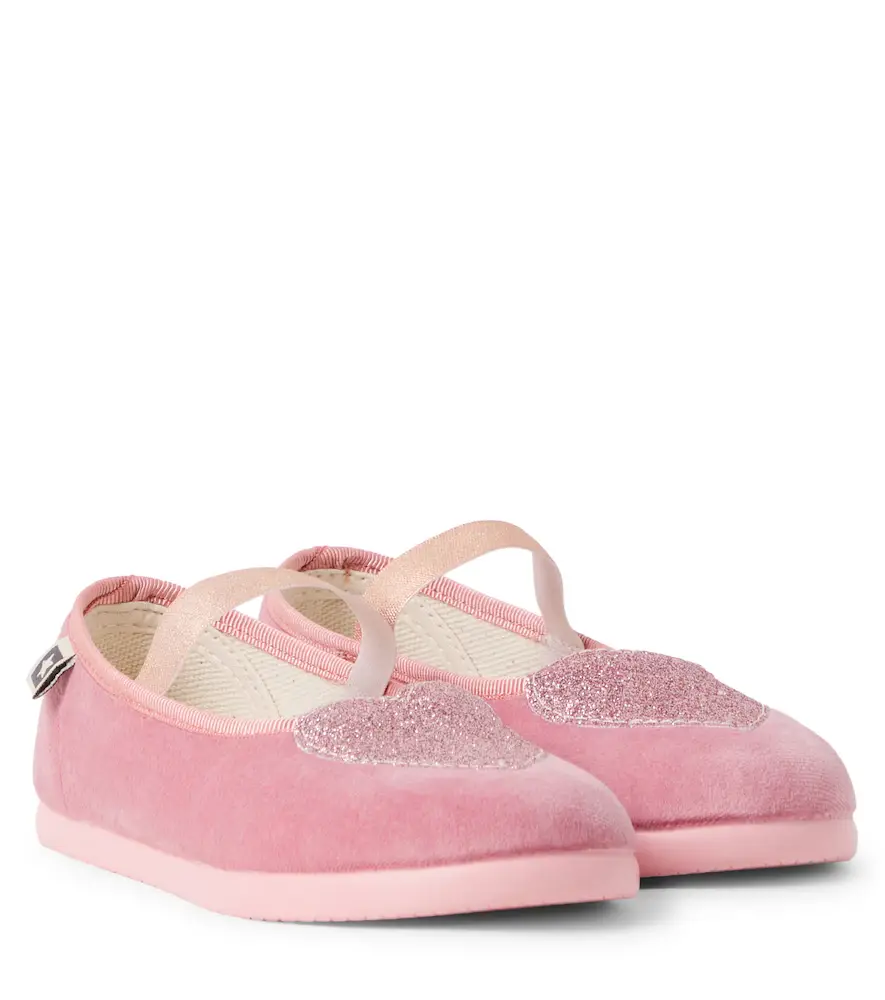 Bonton Sarah glitter velvet Mary Jane flats | Image 1 Bonton Sarah glitter velvet Mary Jane flats | Image 1
