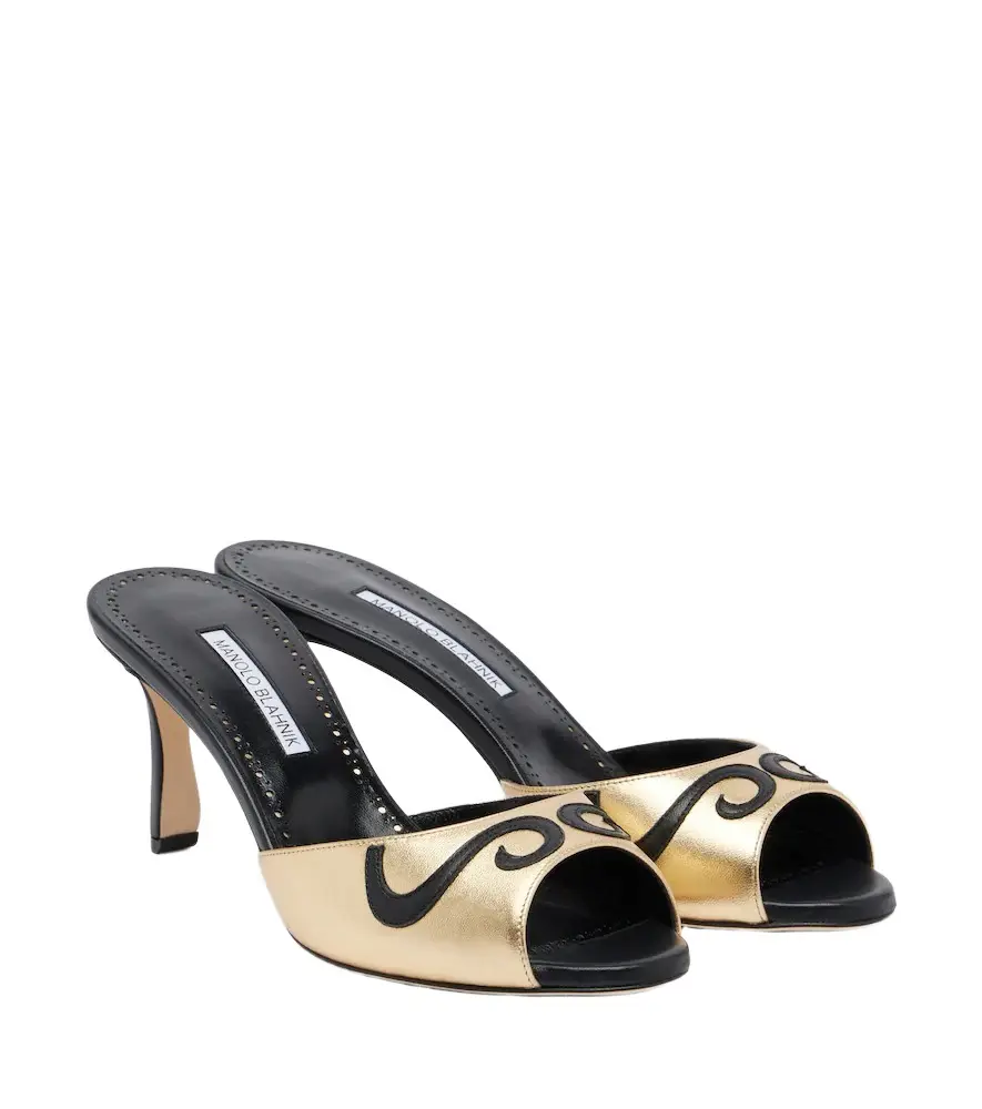 Manolo Blahnik Pintonamu embroidered metallic leather mules | Image 1 Manolo Blahnik Pintonamu embroidered metallic leather mules | Image 1