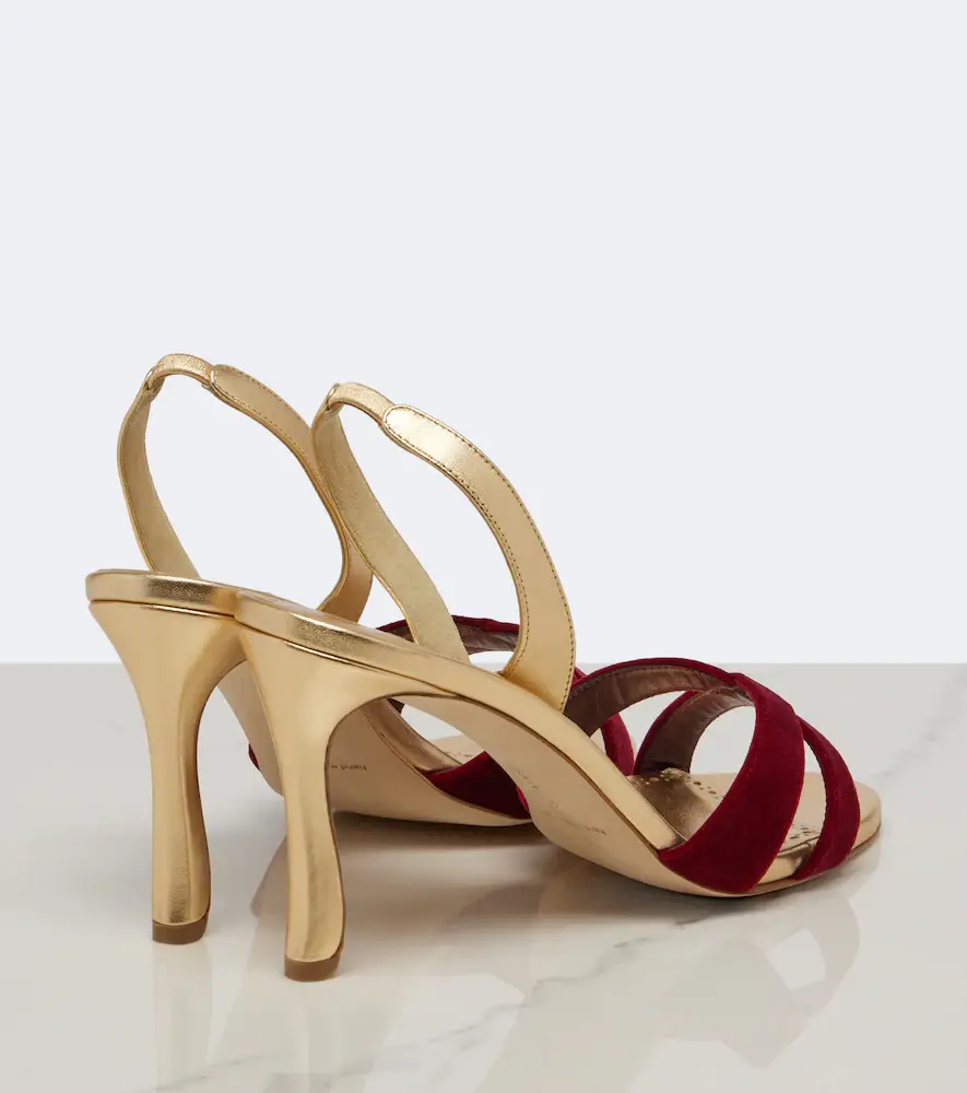 Manolo Blahnik Callydra velvet-trimmed leather sandals | Thumbnail 2