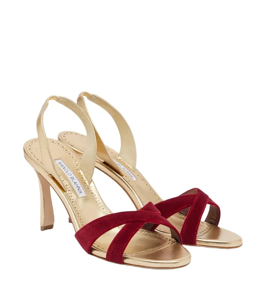 Callydra velvet-trimmed leather sandals
