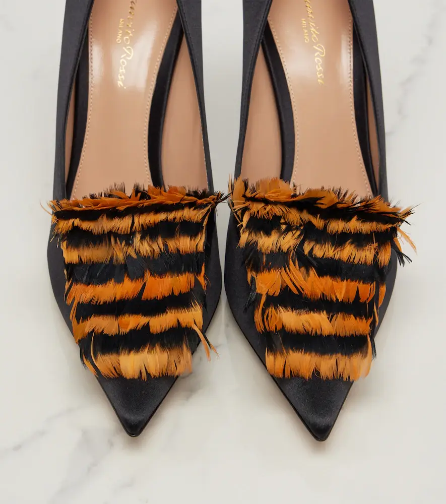 Gianvito Rossi Feather-trimmed satin pumps | Thumbnail 2 Gianvito Rossi Feather-trimmed satin pumps | Thumbnail 2