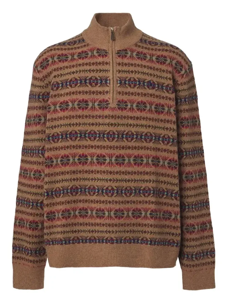 Fair Isle wool half-zip sweater