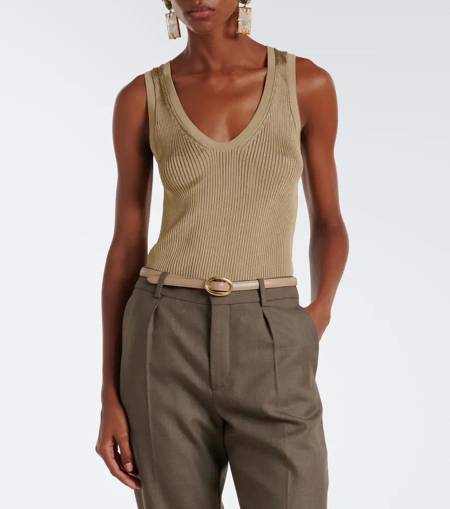 Saint Laurent Cassandre ribbed-knit tank top | Thumbnail 3 Saint Laurent Cassandre ribbed-knit tank top | Thumbnail 3
