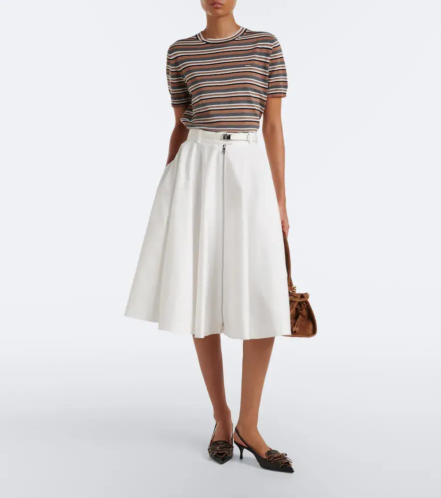 Prada Belted cotton midi skirt | Thumbnail 5 Prada Belted cotton midi skirt | Thumbnail 5