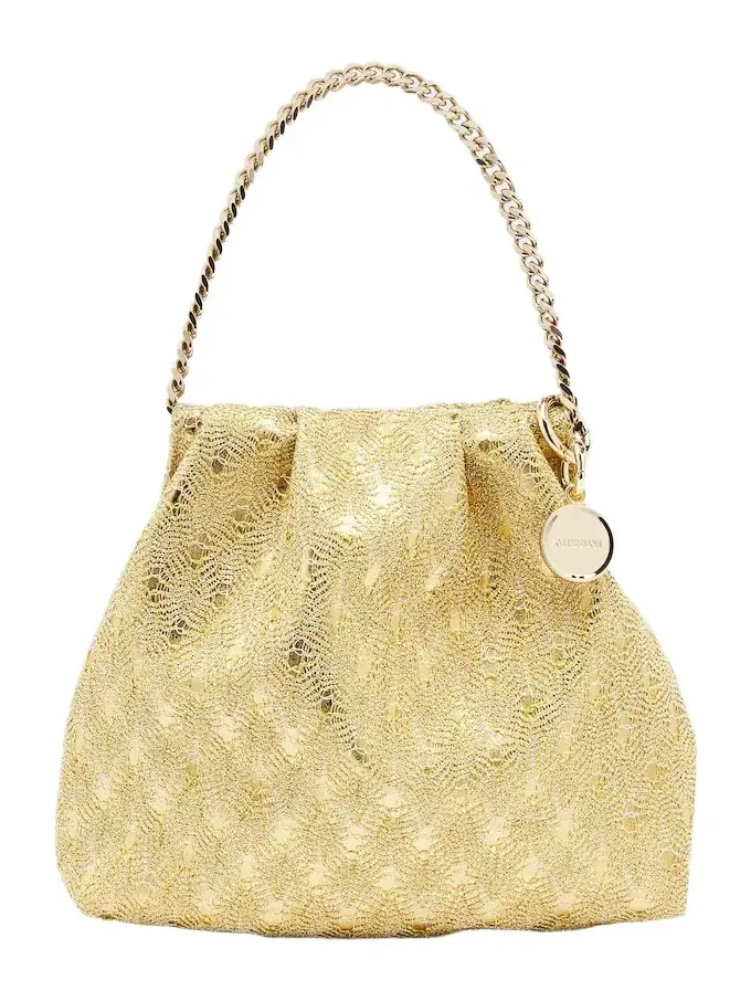 Mini lamé top-handle bag