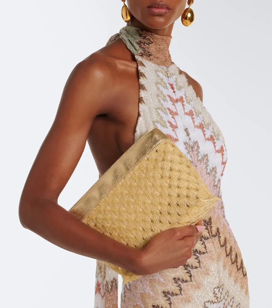 Missoni Mini leather-trimmed lamé pouch | Thumbnail 6 Missoni Mini leather-trimmed lamé pouch | Thumbnail 6