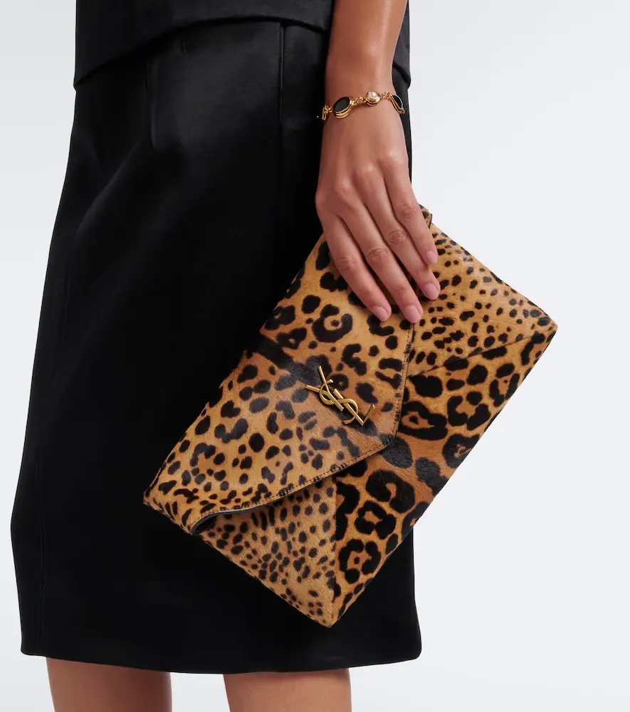 Saint Laurent Cassandre leopard-print calf hair pouch | Thumbnail 5