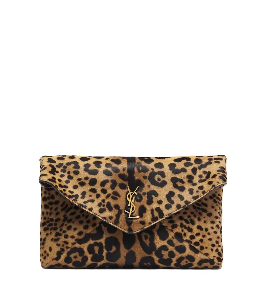Saint Laurent Cassandre leopard-print calf hair pouch