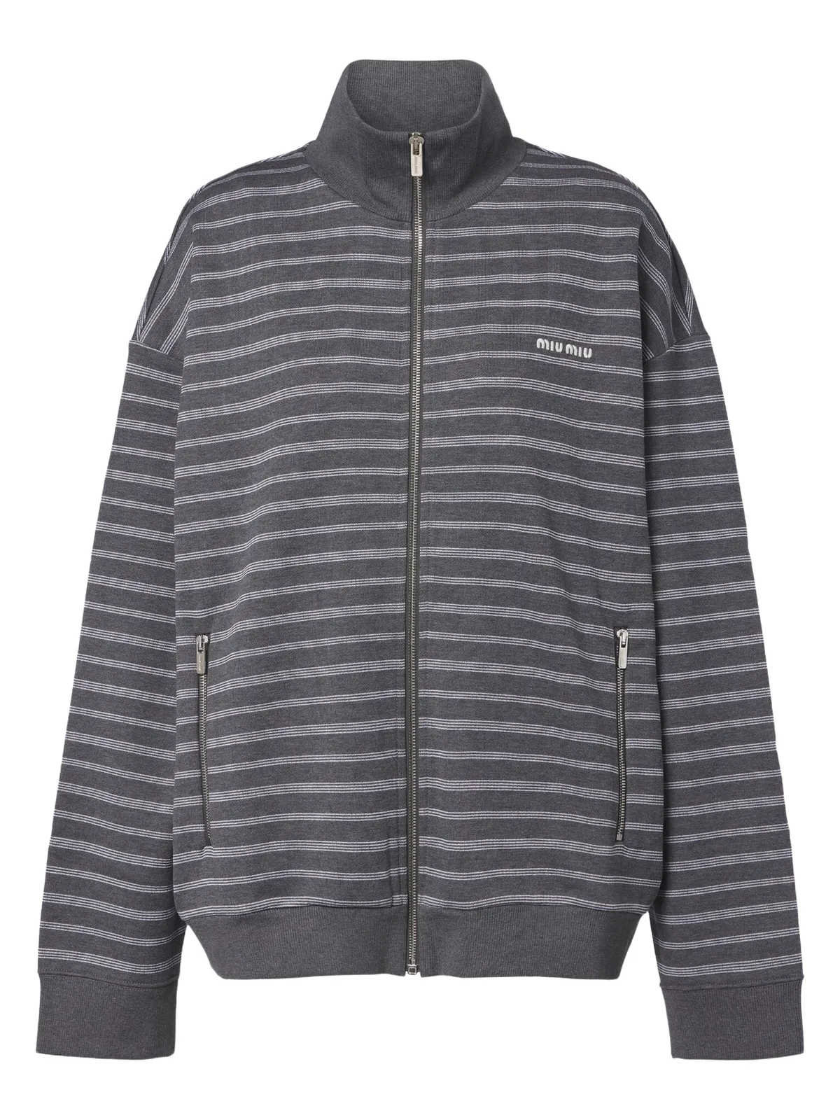 Miu Miu Striped cotton zip-up sweatshirt