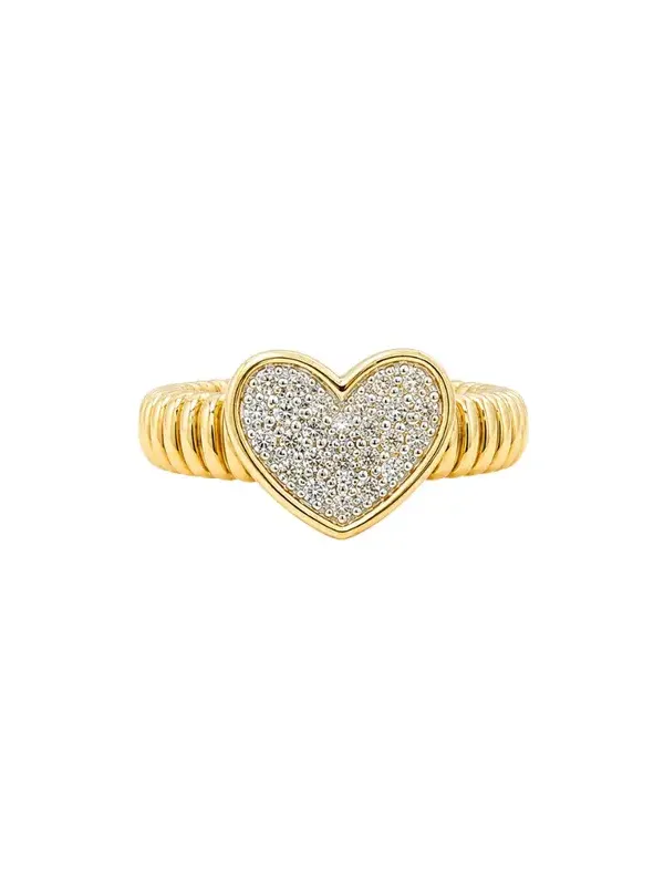 0.18ct Diamond Heart Signet Ring in 18K