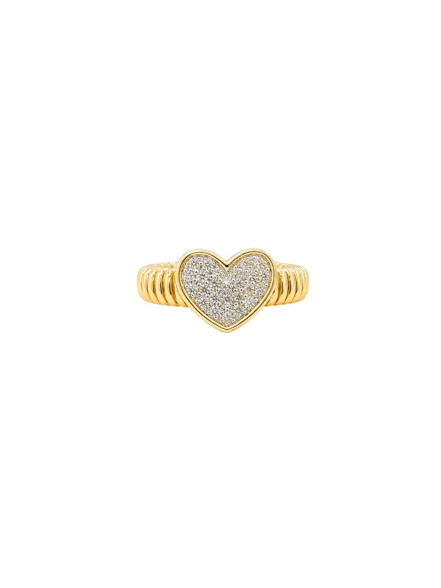 Wish Fine Jewelry 0.18ct Diamond Heart Signet Ring in 18K Yellow Gold | Image 1 Wish Fine Jewelry 0.18ct Diamond Heart Signet Ring in 18K Yellow Gold | Image 1