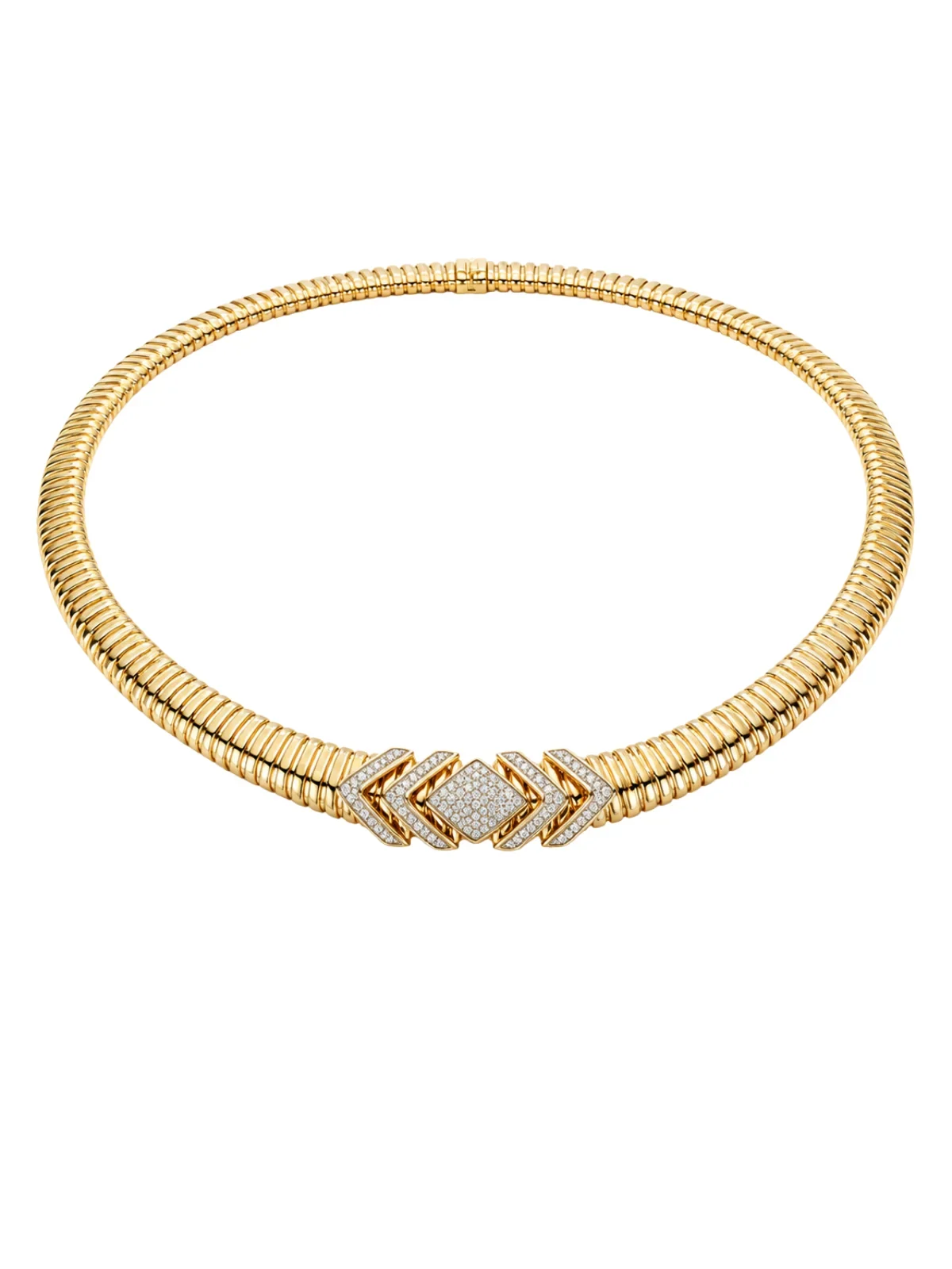 0.77ct Diamond 18K Italian Gold Choker Necklace