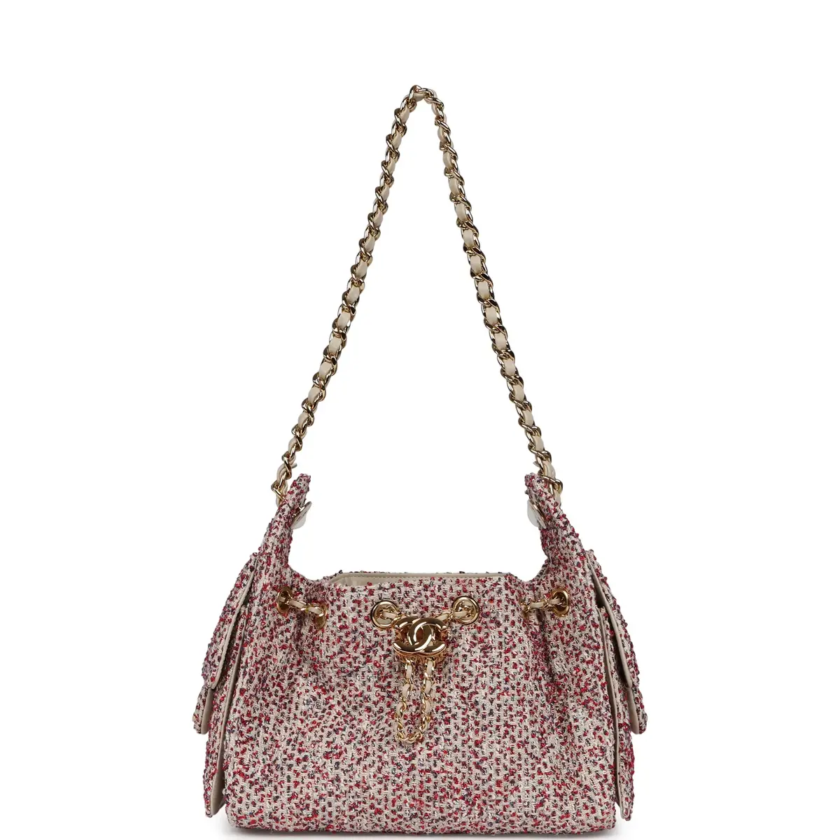 Chanel Chanel Mini 25 Hobo Bag Light Beige, Red, White Blue Tweed Boucle Gold Hardware | Thumbnail 7