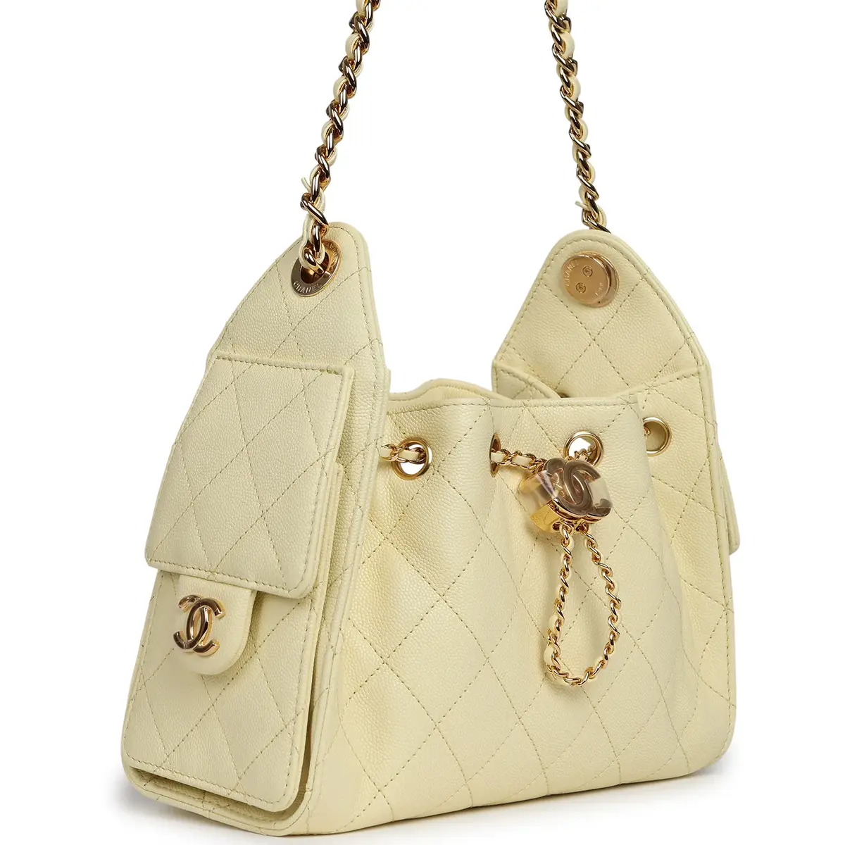 Chanel Chanel Mini 25 Hobo Bag Light Yellow Caviar Gold Hardware | Thumbnail 2
