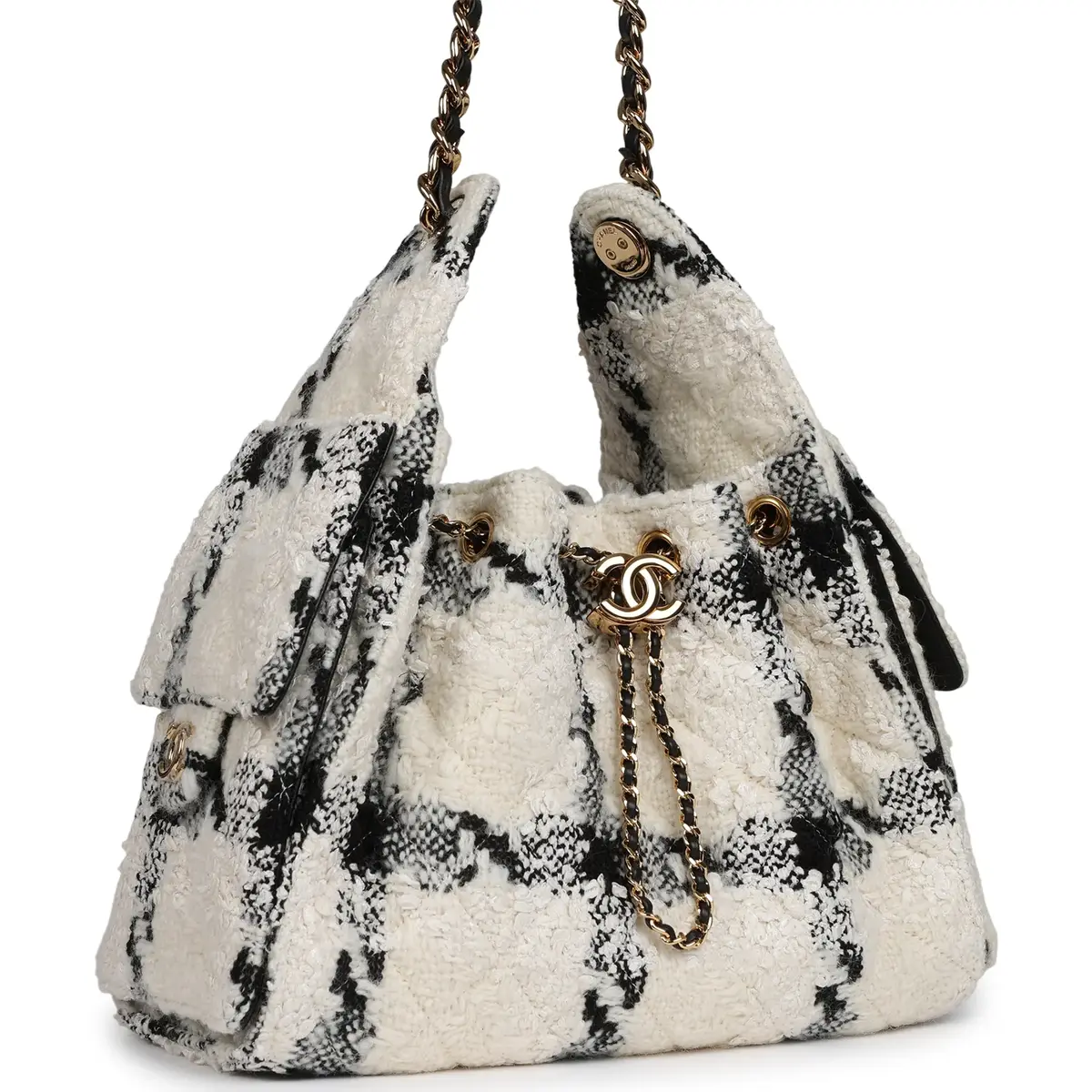Chanel Chanel Small 25 Hobo Bag White, Black Tweed Gold Hardware | Thumbnail 2 Chanel Chanel Small 25 Hobo Bag White, Black Tweed Gold Hardware | Thumbnail 2