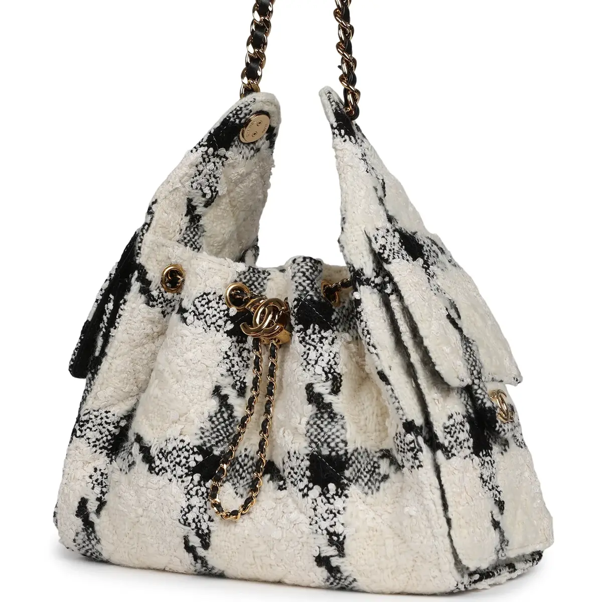 Chanel Chanel Small 25 Hobo Bag White, Black Tweed Gold Hardware | Thumbnail 5 Chanel Chanel Small 25 Hobo Bag White, Black Tweed Gold Hardware | Thumbnail 5