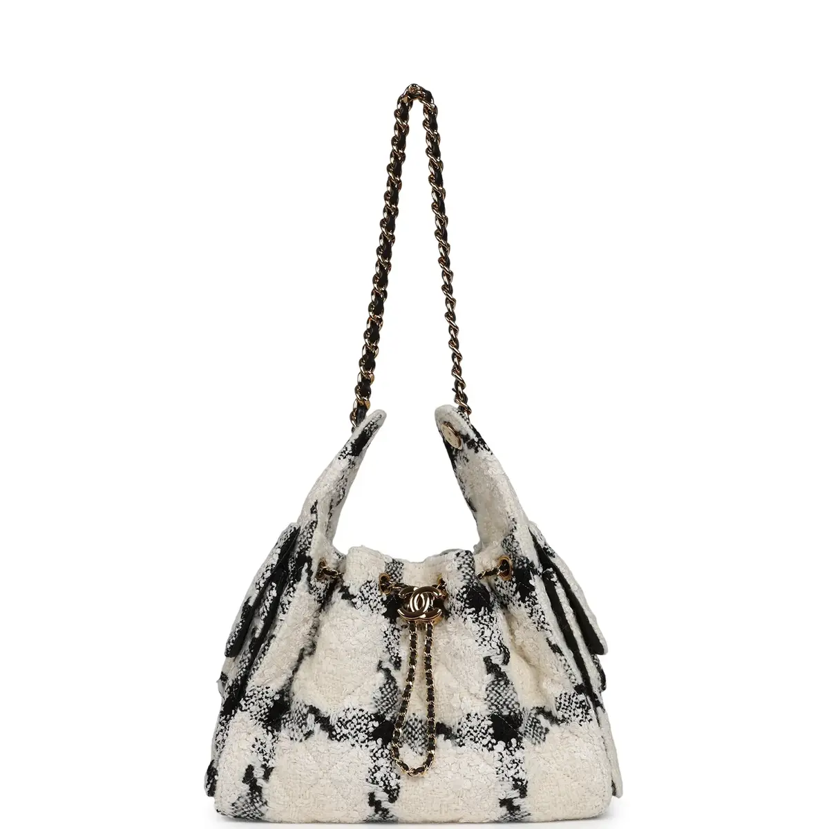 Chanel Chanel Small 25 Hobo Bag White, Black Tweed Gold Hardware | Thumbnail 7 Chanel Chanel Small 25 Hobo Bag White, Black Tweed Gold Hardware | Thumbnail 7