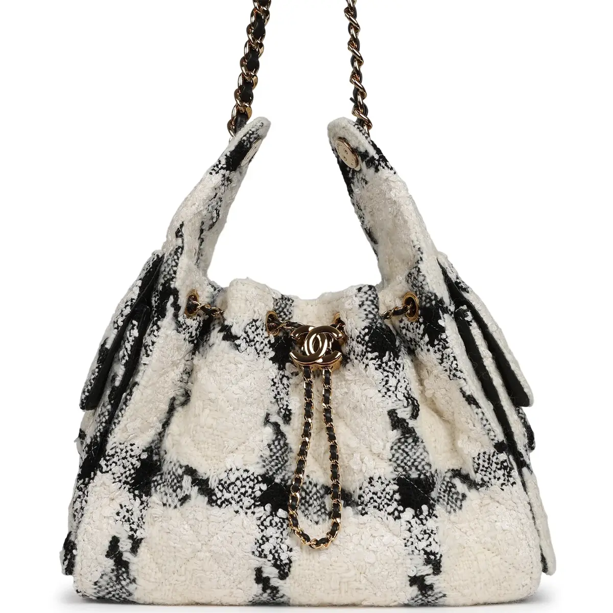 Chanel Chanel Small 25 Hobo Bag White, Black Tweed Gold Hardware | Image 1 Chanel Chanel Small 25 Hobo Bag White, Black Tweed Gold Hardware | Image 1