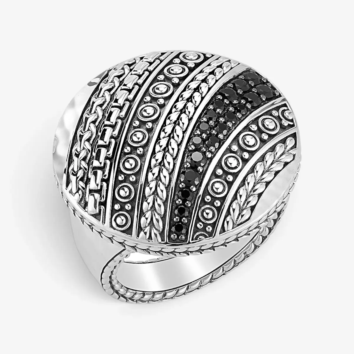 JAI JAI Master Artisan Sterling Silver Black Spinel Disk Ring JJH3020R-BS - by The Solist | Thumbnail 2 JAI JAI Master Artisan Sterling Silver Black Spinel Disk Ring JJH3020R-BS - by The Solist | Thumbnail 2