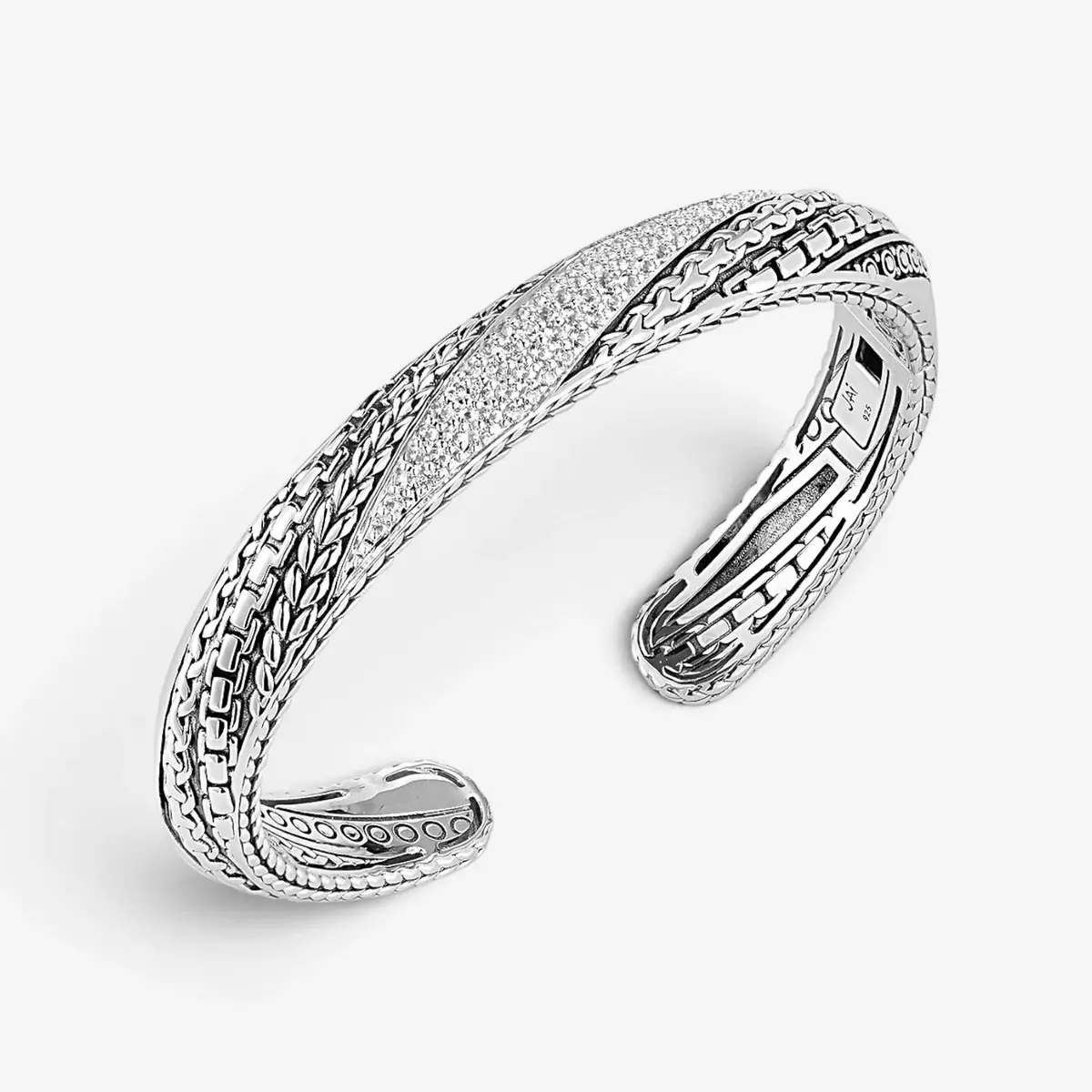 JAI JAI Master Artisan Sterling Silver White Topaz Cuff Bangle Bracelet JJH5005B-WT - M by The Solist | Thumbnail 2 JAI JAI Master Artisan Sterling Silver White Topaz Cuff Bangle Bracelet JJH5005B-WT - M by The Solist | Thumbnail 2