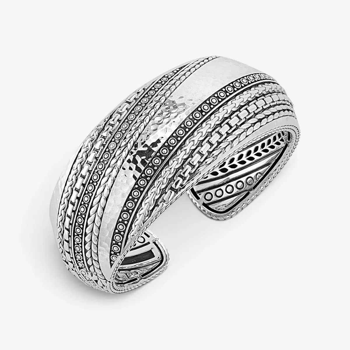 JAI JAI Modern Artisan Sterling Silver Textured Cuff Bangle Bracelet JJH5004B - M by The Solist | Thumbnail 2