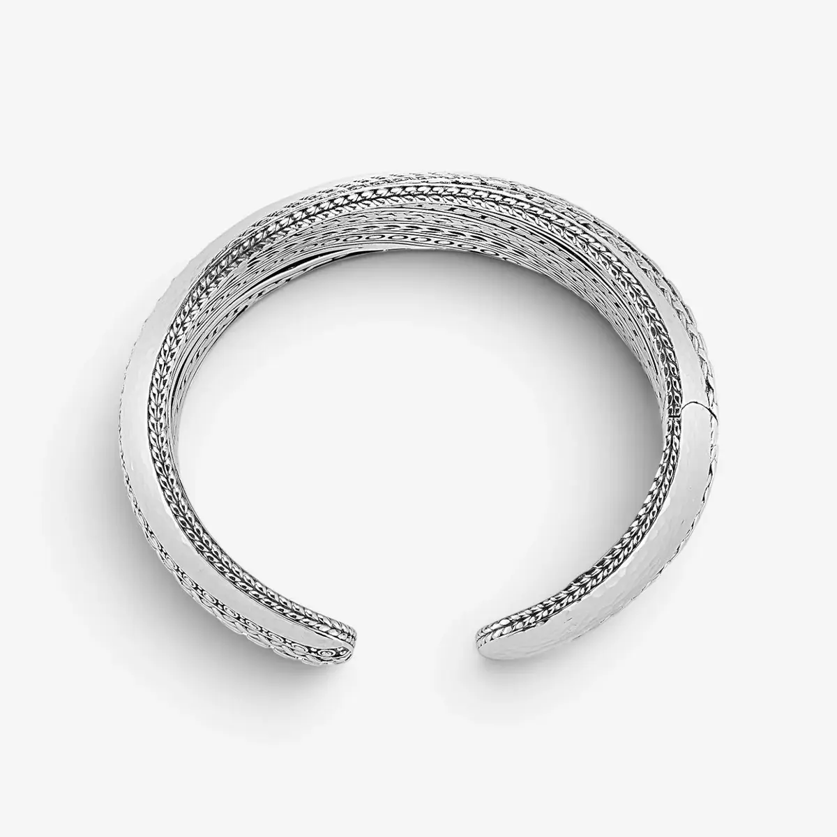 JAI JAI Modern Artisan Sterling Silver Textured Cuff Bangle Bracelet JJH5004B - L by The Solist | Thumbnail 3