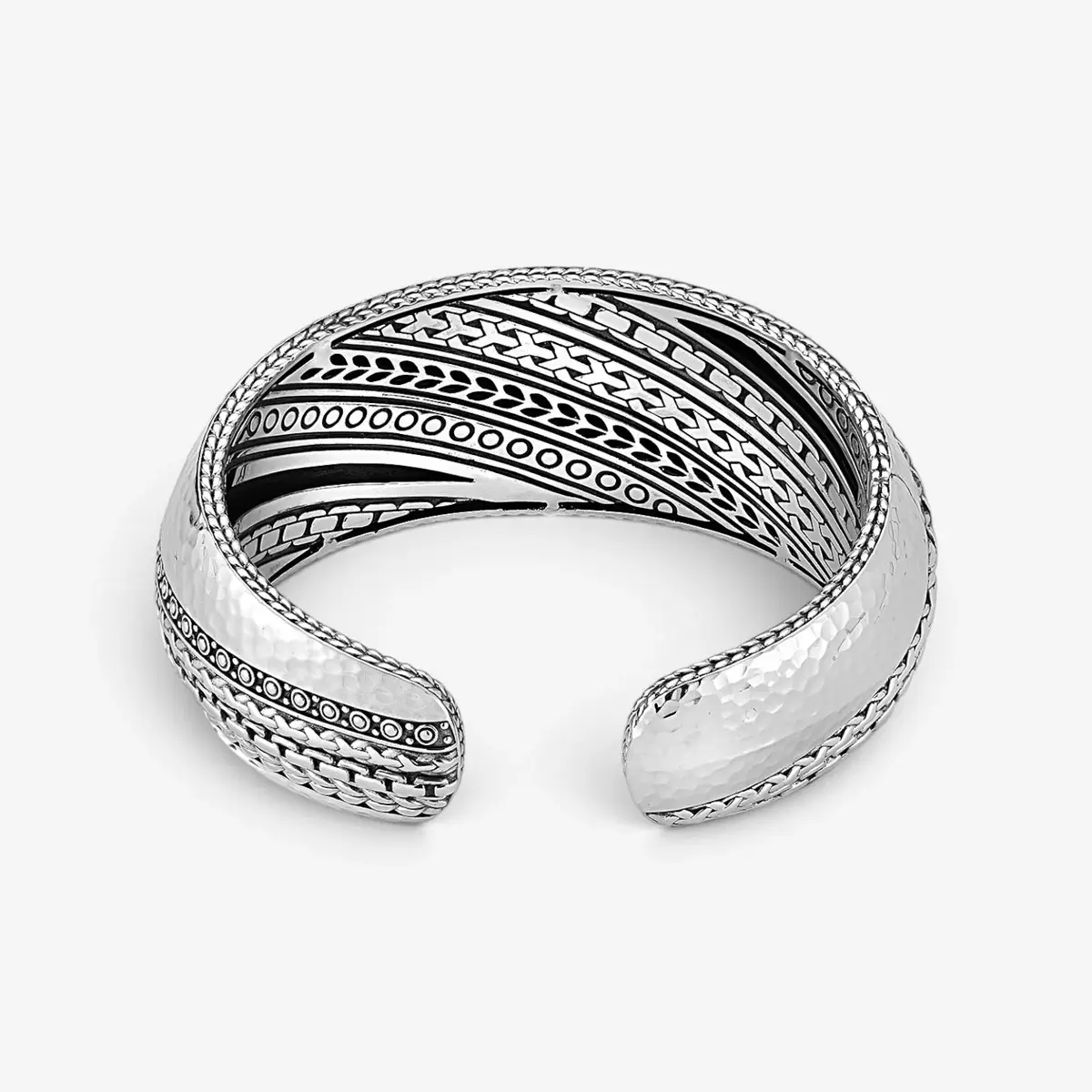 JAI JAI Modern Artisan Sterling Silver Textured Cuff Bangle Bracelet JJH5004B - L by The Solist | Thumbnail 4