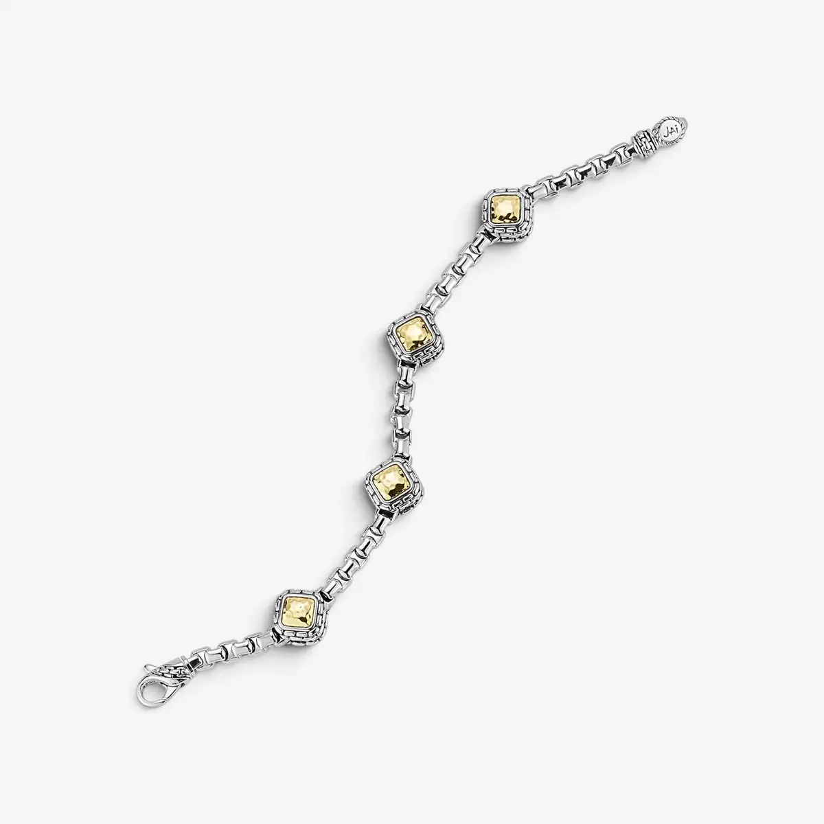 JAI JAI Sterling Silver & 14K Yellow Gold Box Chain & Hammered Station Bracelet JJH3 - L by The Solist | Thumbnail 4