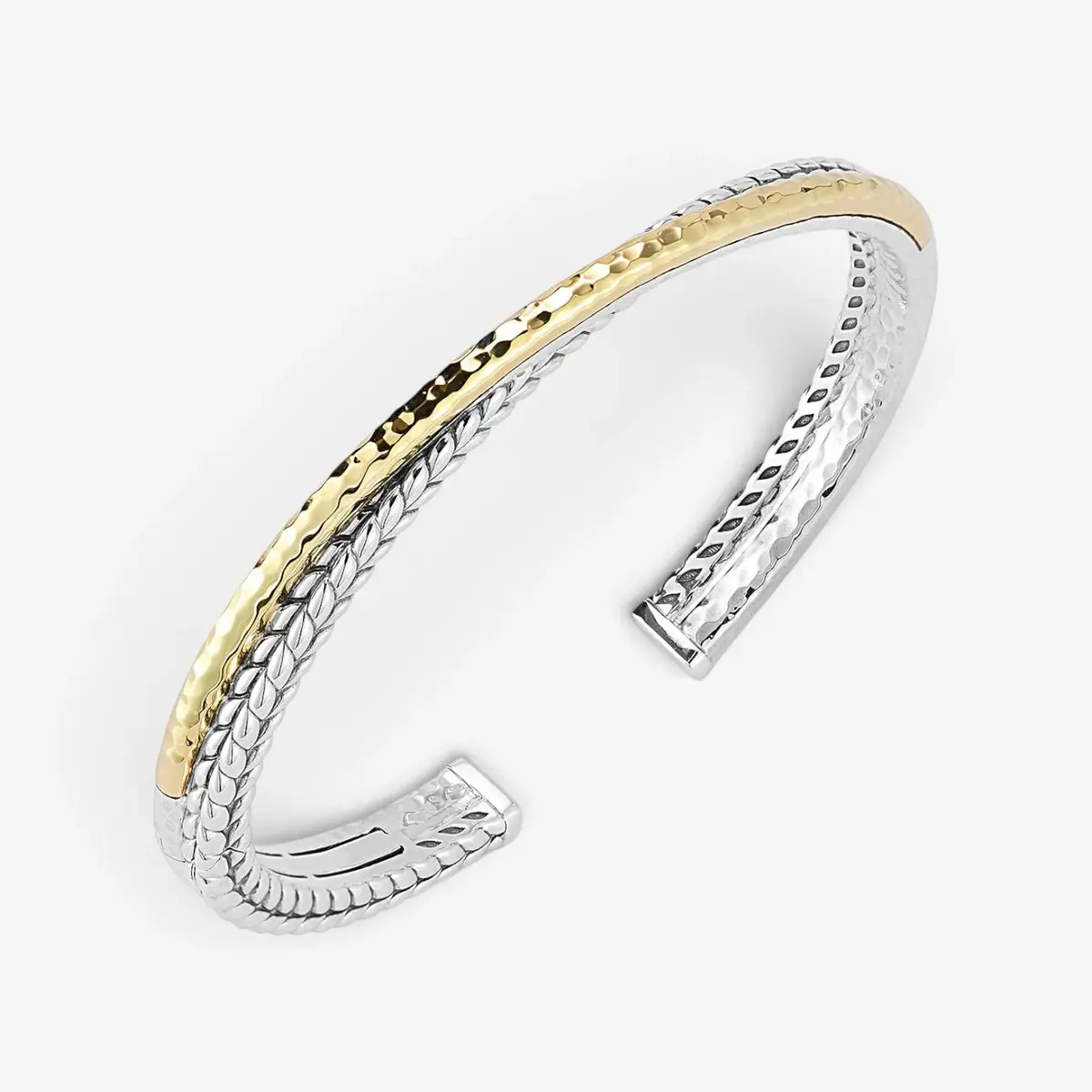 JAI JAI Sterling Silver & 14K Yellow Gold Crossover Hinged Cuff Bangle Bracelet JJH5 - M by The Solist | Thumbnail 2 JAI JAI Sterling Silver & 14K Yellow Gold Crossover Hinged Cuff Bangle Bracelet JJH5 - M by The Solist | Thumbnail 2