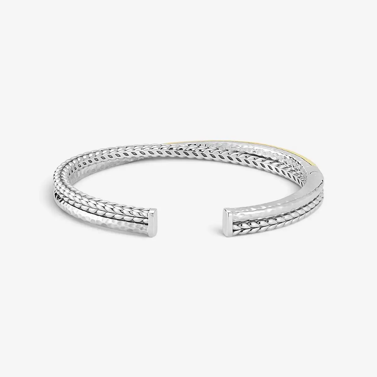 JAI JAI Sterling Silver & 14K Yellow Gold Crossover Hinged Cuff Bangle Bracelet JJH5 - M by The Solist | Thumbnail 4 JAI JAI Sterling Silver & 14K Yellow Gold Crossover Hinged Cuff Bangle Bracelet JJH5 - M by The Solist | Thumbnail 4