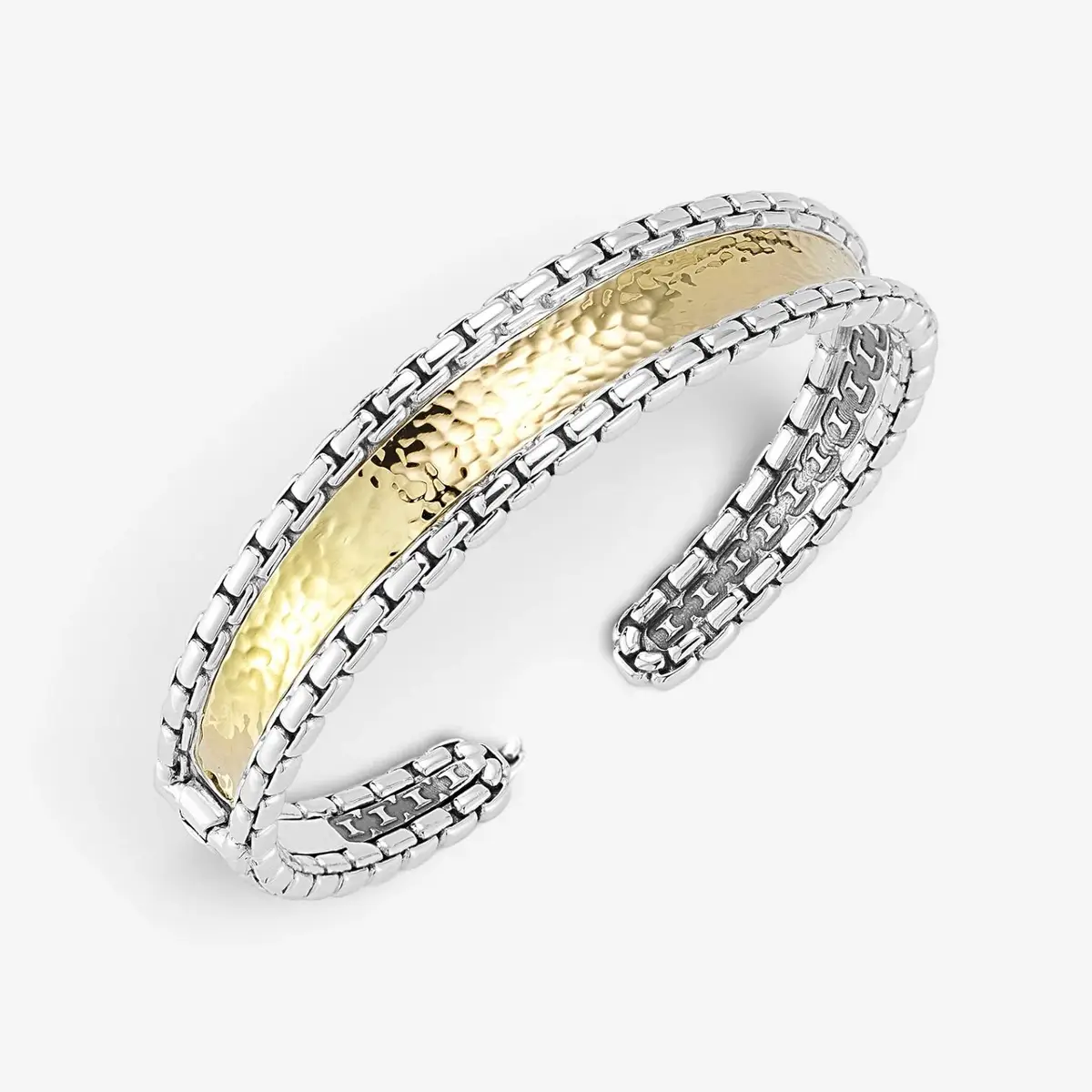 JAI JAI Sterling Silver & 14K Yellow Gold Inlaid Hammered Cuff Bangle Bracelet JJH30 - S by The Solist | Thumbnail 2
