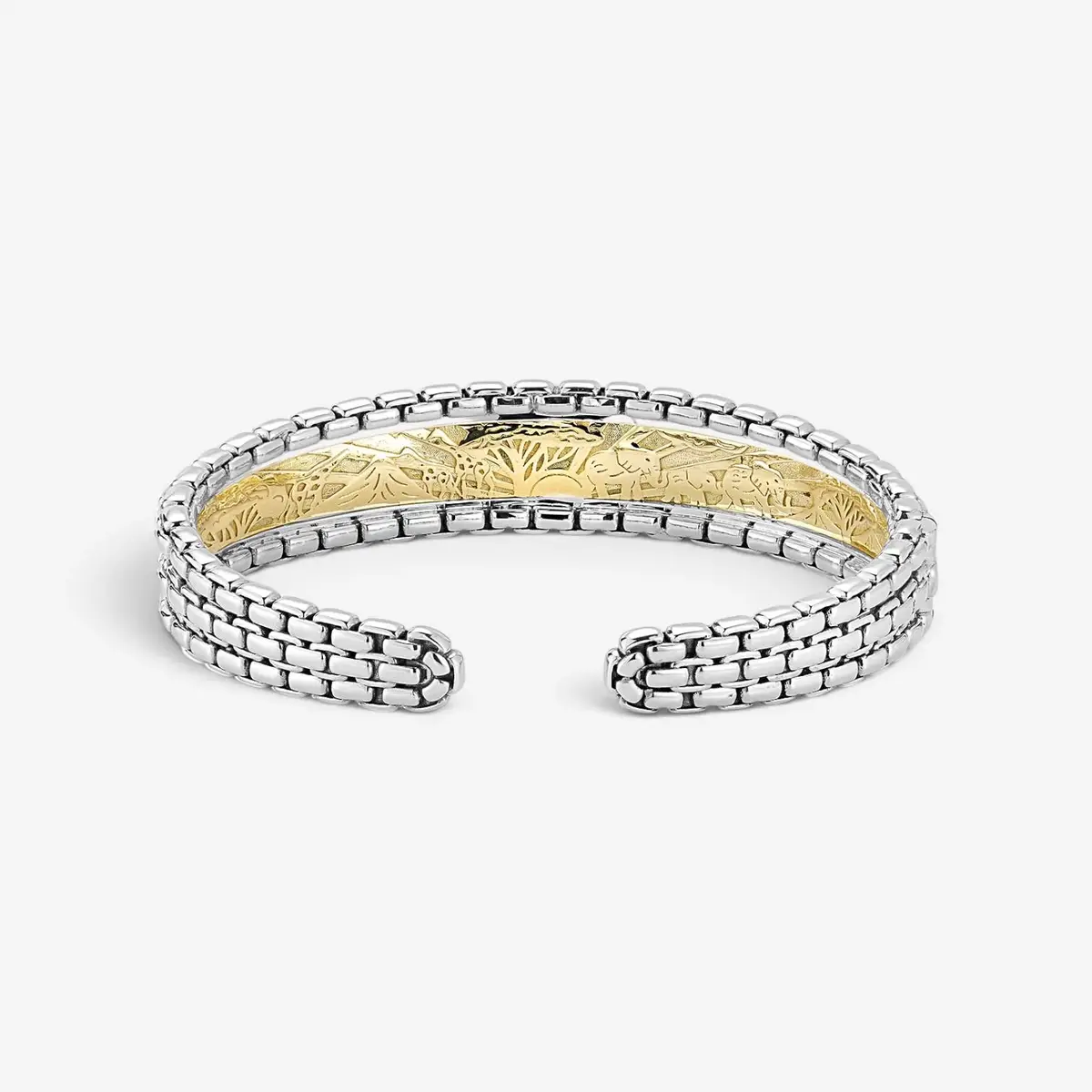 JAI JAI Sterling Silver & 14K Yellow Gold Inlaid Hammered Cuff Bangle Bracelet JJH30 - L by The Solist | Thumbnail 3