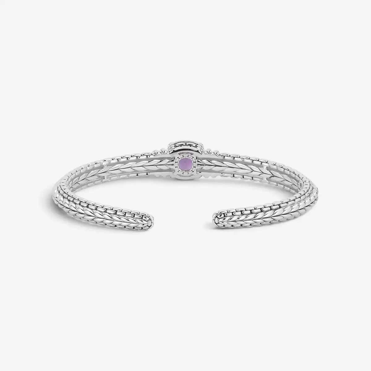 JAI JAI Sterling Silver Diamond & Amethyst Hinged Cuff Bangle Bracelet by The Solist | Thumbnail 3 JAI JAI Sterling Silver Diamond & Amethyst Hinged Cuff Bangle Bracelet by The Solist | Thumbnail 3