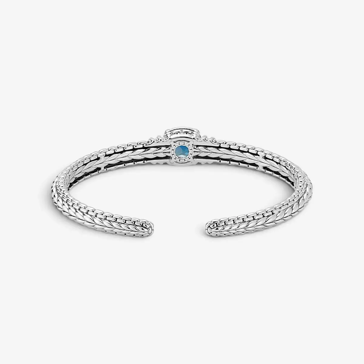 JAI JAI Sterling Silver Diamond & London Blue Topaz Hinged Cuff Bangle Bracelet JJH6 - M by The Solist | Thumbnail 4 JAI JAI Sterling Silver Diamond & London Blue Topaz Hinged Cuff Bangle Bracelet JJH6 - M by The Solist | Thumbnail 4