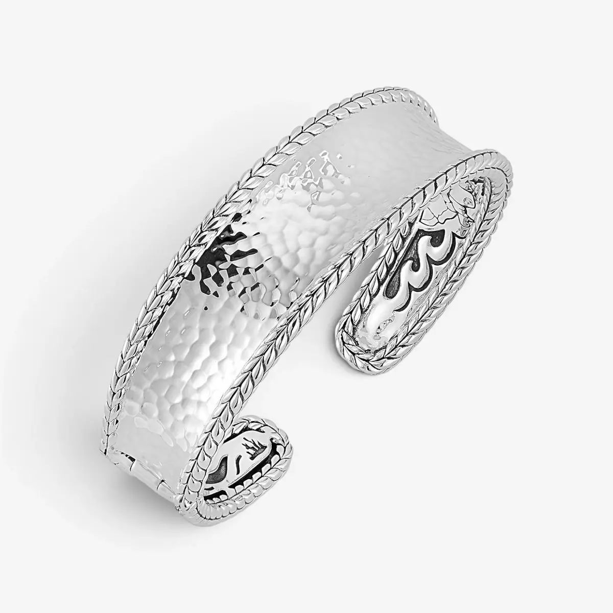 JAI JAI Sterling Silver Hammered Cuff Bangle Bracelet JJH3008B - L by The Solist | Thumbnail 2