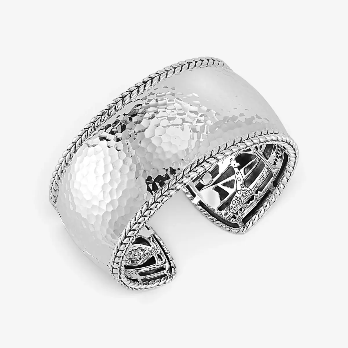 JAI JAI Sterling Silver Hammered Wide Cuff Bangle Bracelet JJH3009B - L by The Solist | Thumbnail 2 JAI JAI Sterling Silver Hammered Wide Cuff Bangle Bracelet JJH3009B - L by The Solist | Thumbnail 2