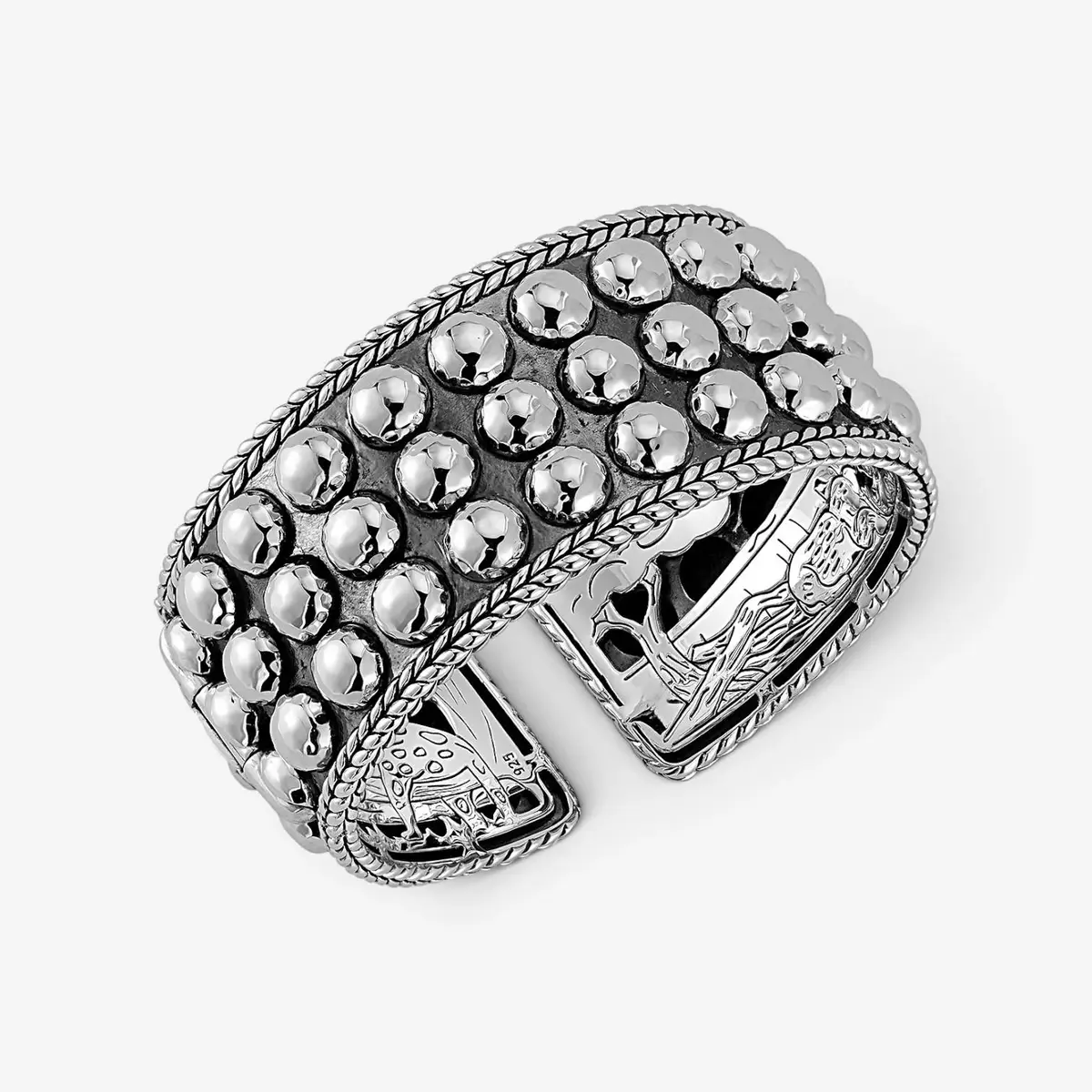JAI JAI Sterling Silver Triple Row Hammered Dot Cuff Bangle Bracelet JJH3013B - M by The Solist | Thumbnail 2 JAI JAI Sterling Silver Triple Row Hammered Dot Cuff Bangle Bracelet JJH3013B - M by The Solist | Thumbnail 2