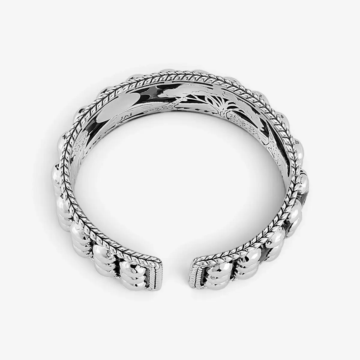 JAI JAI Sterling Silver Triple Row Hammered Dot Cuff Bangle Bracelet JJH3013B - M by The Solist | Thumbnail 3 JAI JAI Sterling Silver Triple Row Hammered Dot Cuff Bangle Bracelet JJH3013B - M by The Solist | Thumbnail 3