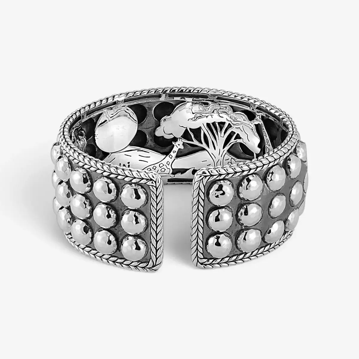 JAI JAI Sterling Silver Triple Row Hammered Dot Cuff Bangle Bracelet JJH3013B - M by The Solist | Thumbnail 4 JAI JAI Sterling Silver Triple Row Hammered Dot Cuff Bangle Bracelet JJH3013B - M by The Solist | Thumbnail 4