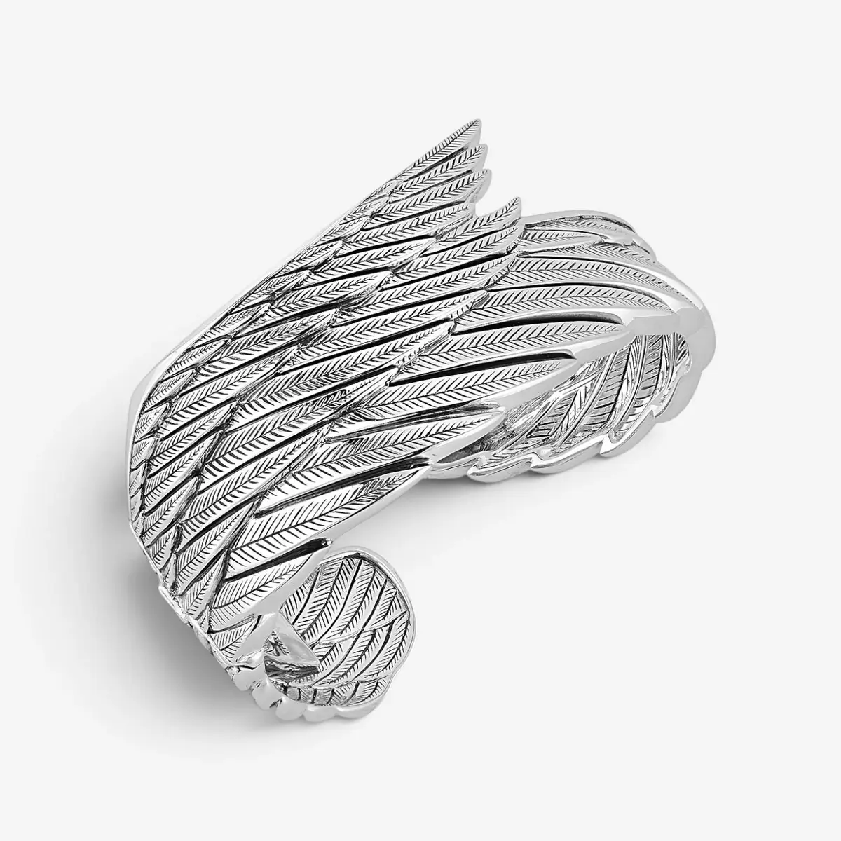 JAI JAI Wings of Love Sterling Silver Hinged Cuff Bangle Bracelet JJH1026B - M by The Solist | Thumbnail 2