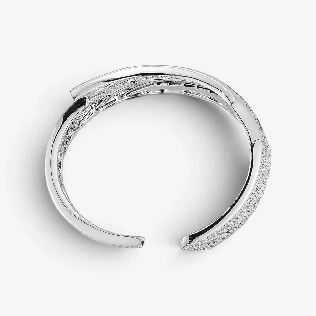 JAI JAI Wings of Love Sterling Silver Hinged Cuff Bangle Bracelet JJH1026B - M by The Solist | Thumbnail 3