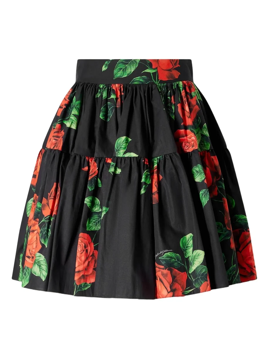 Dolce & Gabbana Floral-print Cotton-poplin Mini Skirt