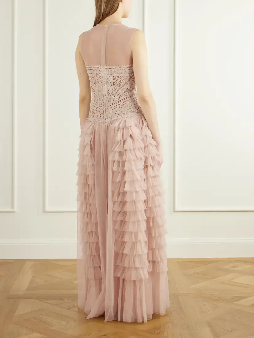 Ulla Johnson Orla Crochet-knit And Tulle Gown - Brown | Thumbnail 3 Ulla Johnson Orla Crochet-knit And Tulle Gown - Brown | Thumbnail 3