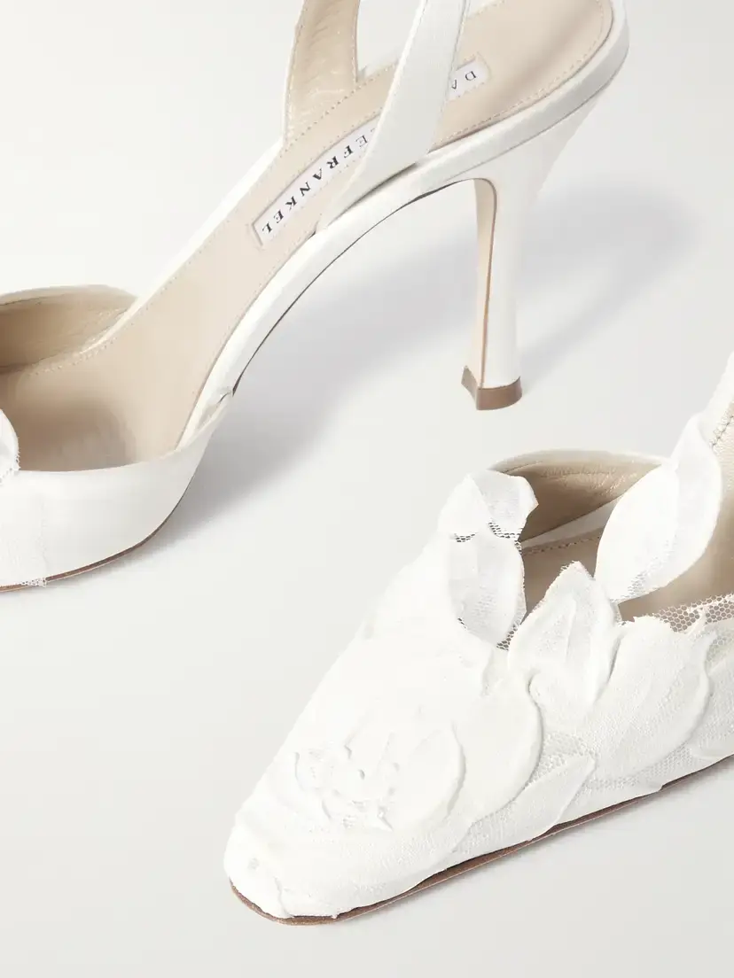 Danielle Frankel Coco Satin And Painted Tulle Slingback Pumps | Thumbnail 4 Danielle Frankel Coco Satin And Painted Tulle Slingback Pumps | Thumbnail 4