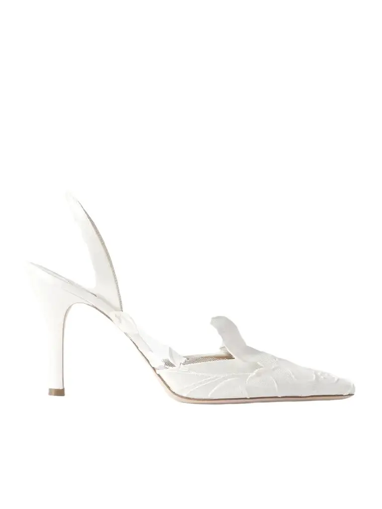 Danielle Frankel Coco Satin And Painted Tulle Slingback Pumps | Image 1 Danielle Frankel Coco Satin And Painted Tulle Slingback Pumps | Image 1
