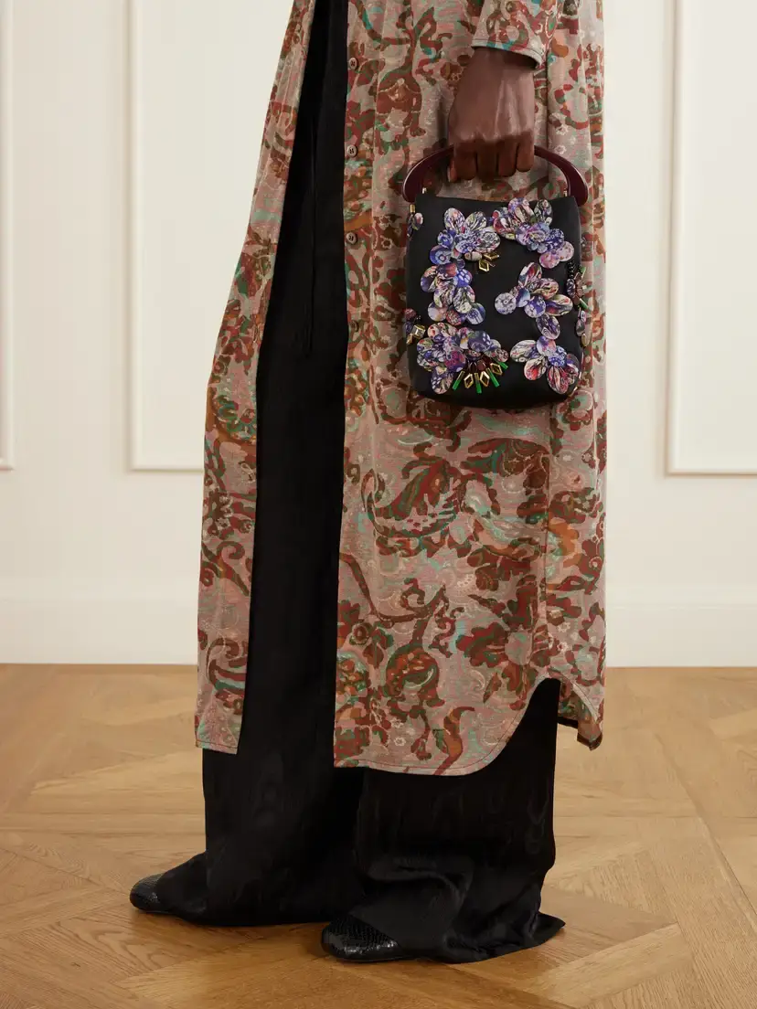 Dries Van Noten Bead-embellished Leather-trimmed Mesh Top-handle Bag | Thumbnail 2 Dries Van Noten Bead-embellished Leather-trimmed Mesh Top-handle Bag | Thumbnail 2